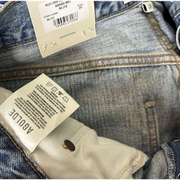 Agolde Riley High Rise Straight Crop Jeans Sz 28 Button Fly Light Blue Denim NWT - Picture 6 of 10